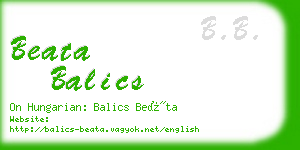 beata balics business card